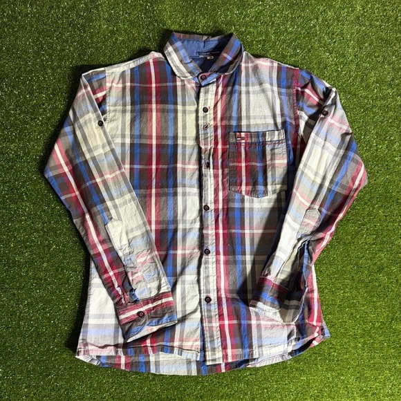 Tommy Hilfiger Other - Tommy Hilfiger Mens Plaid Button Down Shirt Red Blue White Roll Tab Sleeve Small